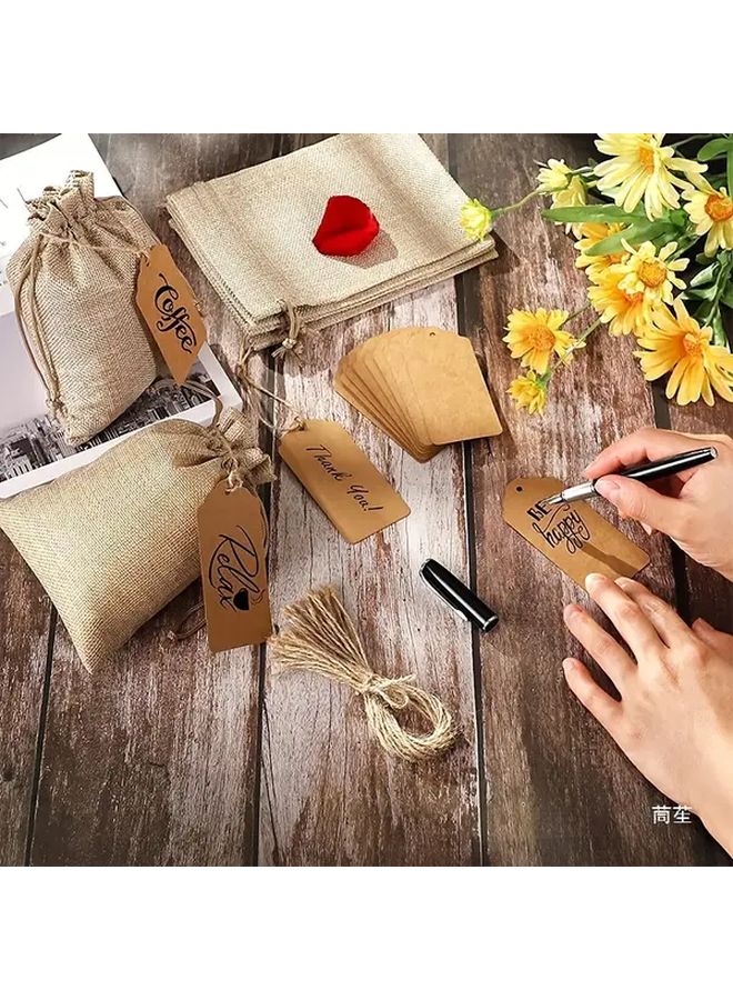 Large 30 Pack Jute Drawstring Gift Bags With Cardboard Labels Rustic Wedding Birthday Holiday - Image 5